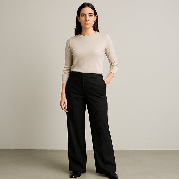 New York & Company Dress Trouser Pants Stretch Button Zip Black Size 14 Average - Picture 1 of 15